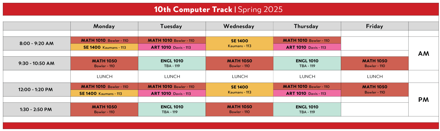 10th computer track spring schedule 2025