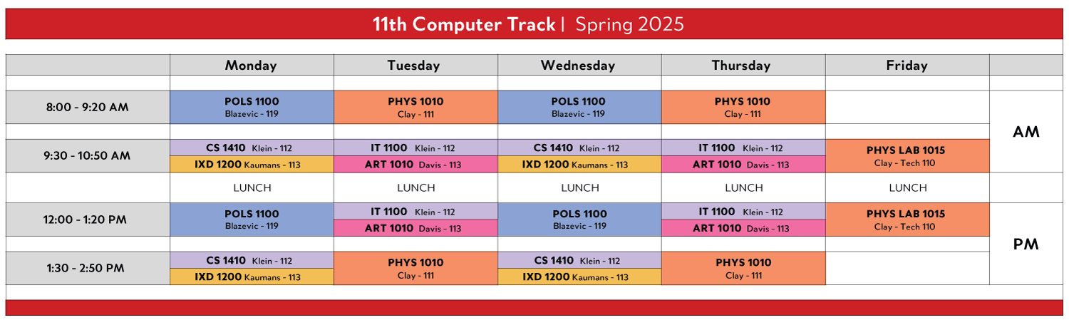 11th computer track spring schedule 2025